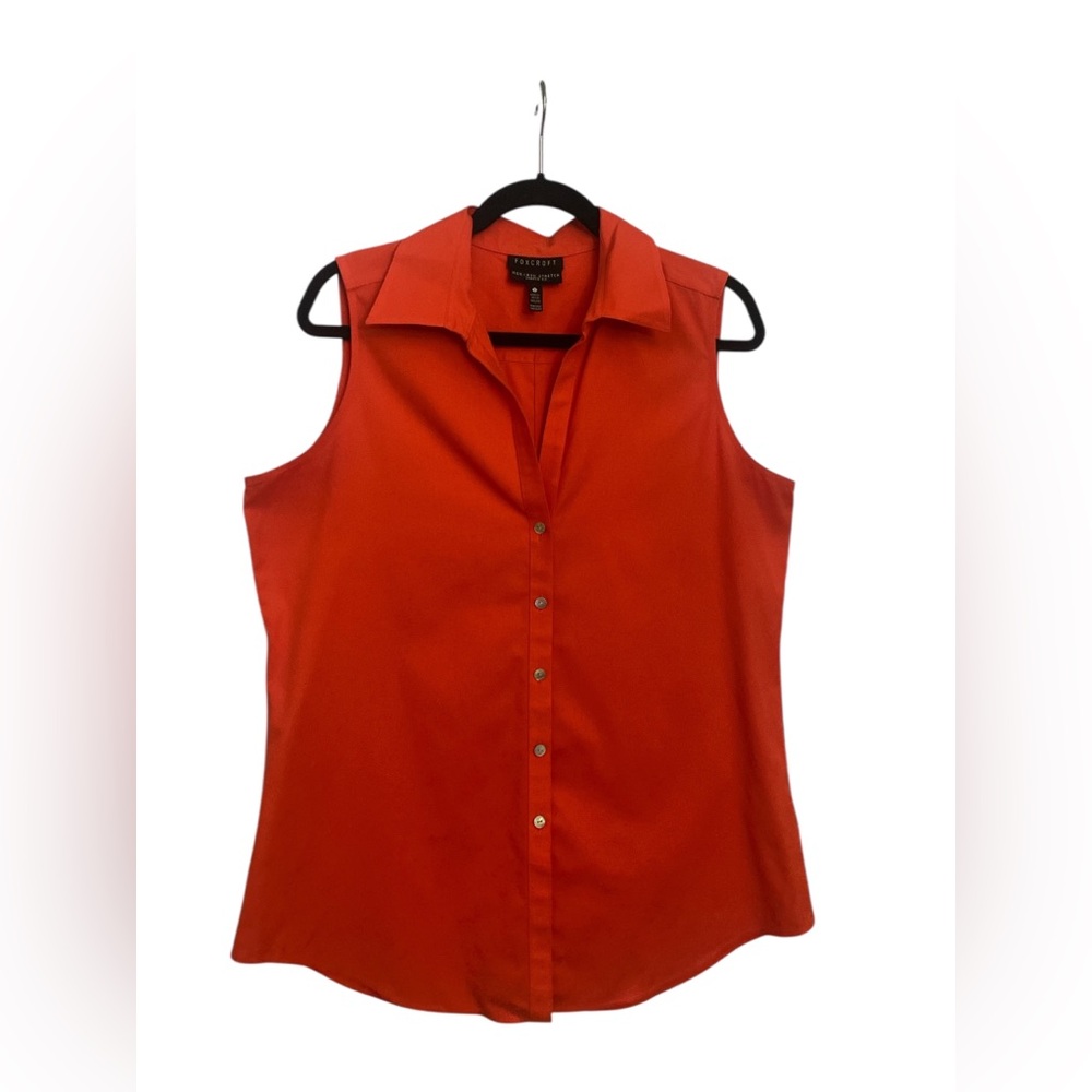 Foxcroft Women's Orange Button Down Shirt EUC 12